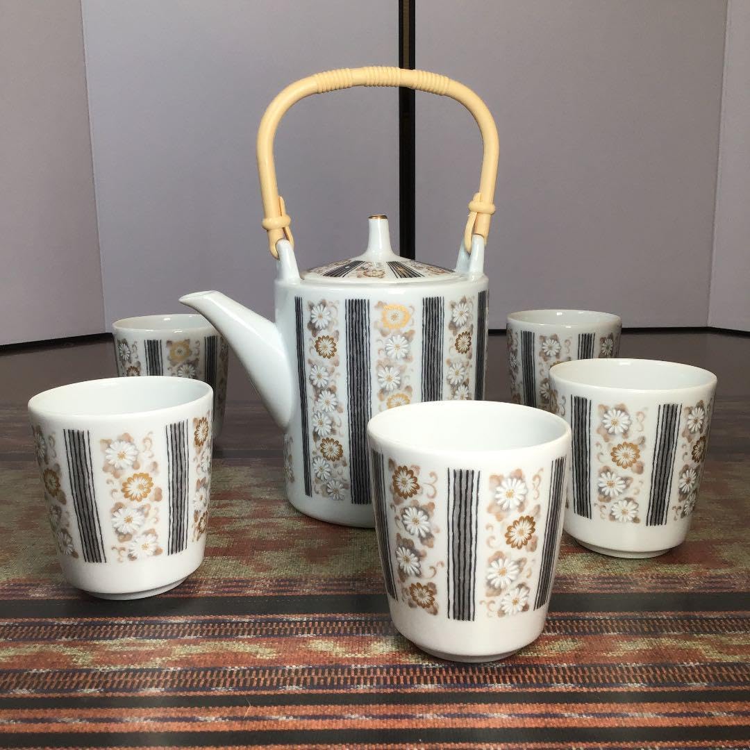 備前焼 陶正園 木村陶峰造 煎茶道具 宝瓶急須 湯冷まし 湯呑み5客